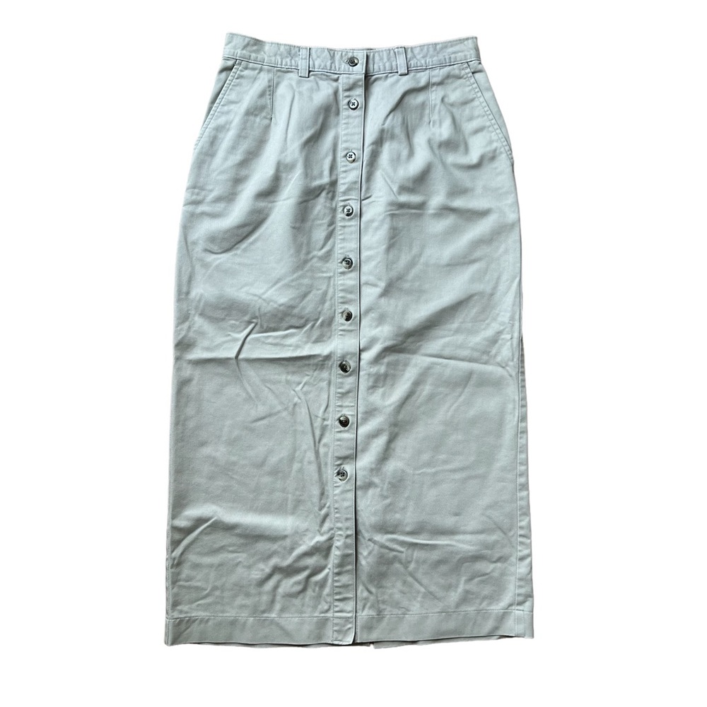 SAVANE long midi Khaki skirt size 27 Modest Button Down